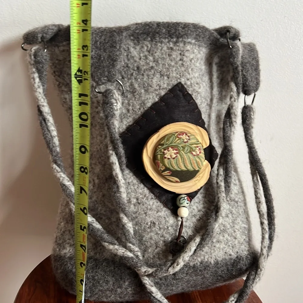 Artisan felted woolen tote with braided straps, one of a kind NWOT